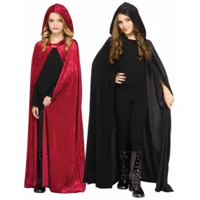 Soft Hooded Velour Child Cape In Assorted Colors - One Size Fits All