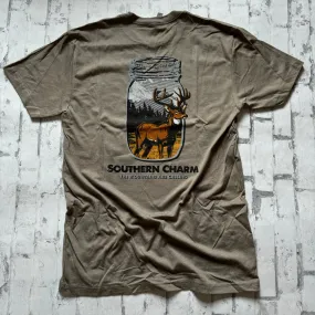 Southern Charm “Deer Jar” Short Sleeve T-shirt - Taupe