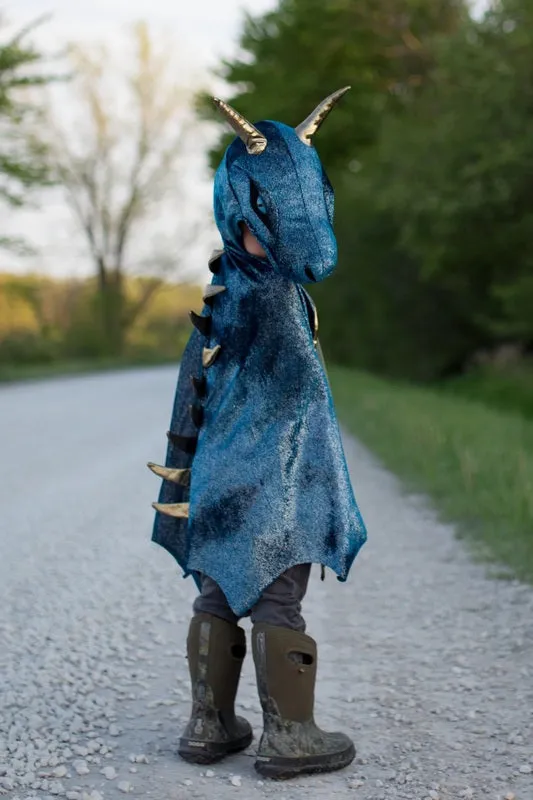 Starry Night Dragon Cape -Teal & Gold - Size 5-6 flexible