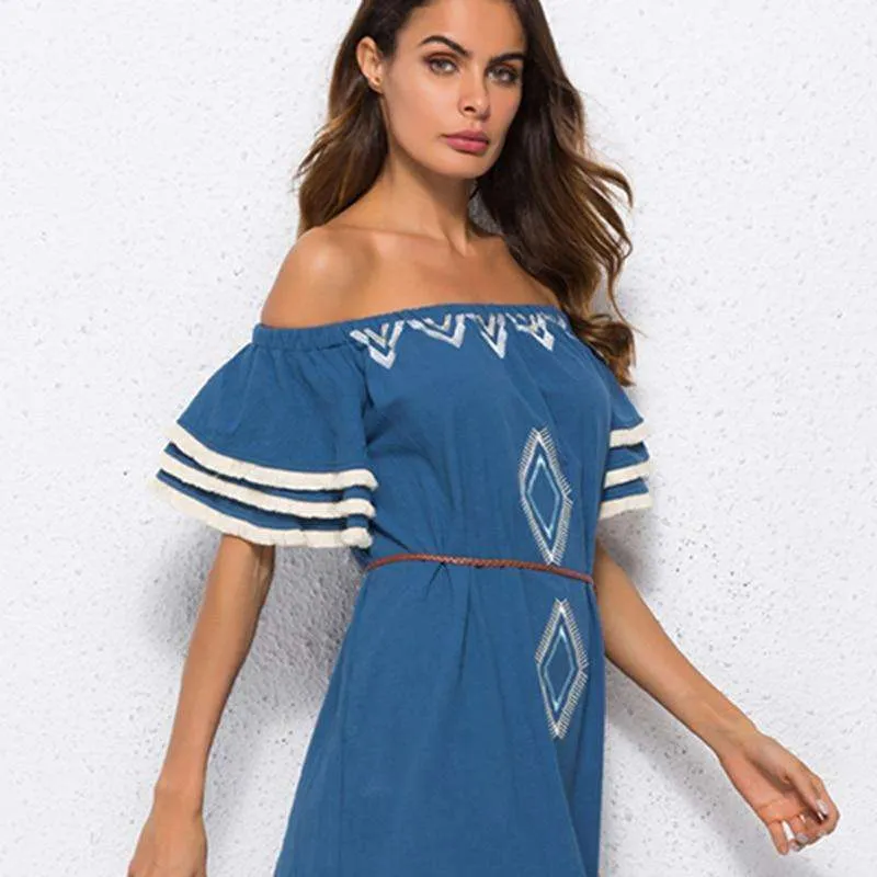 Sweet Lady Butterfly Sleeve Day Dress