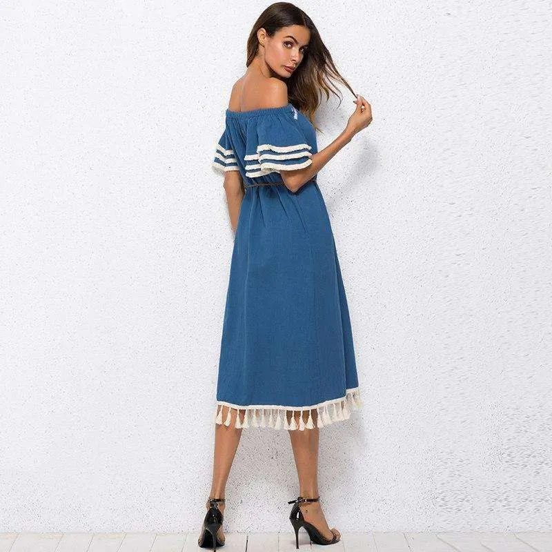 Sweet Lady Butterfly Sleeve Day Dress