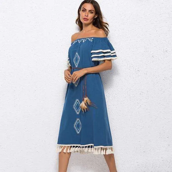 Sweet Lady Butterfly Sleeve Day Dress