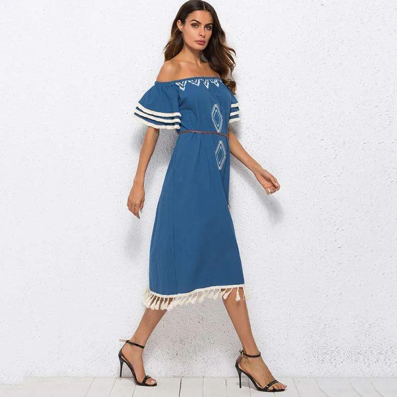 Sweet Lady Butterfly Sleeve Day Dress