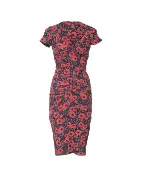 Sweetheart Dress in Floral Print Polyester