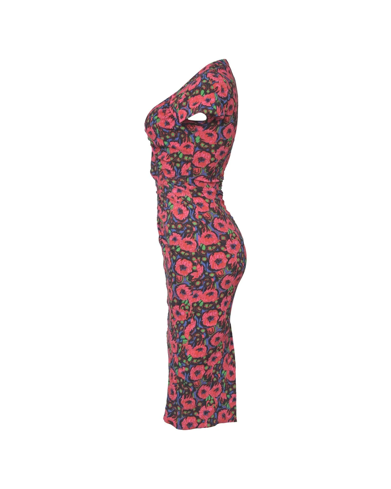 Sweetheart Dress in Floral Print Polyester