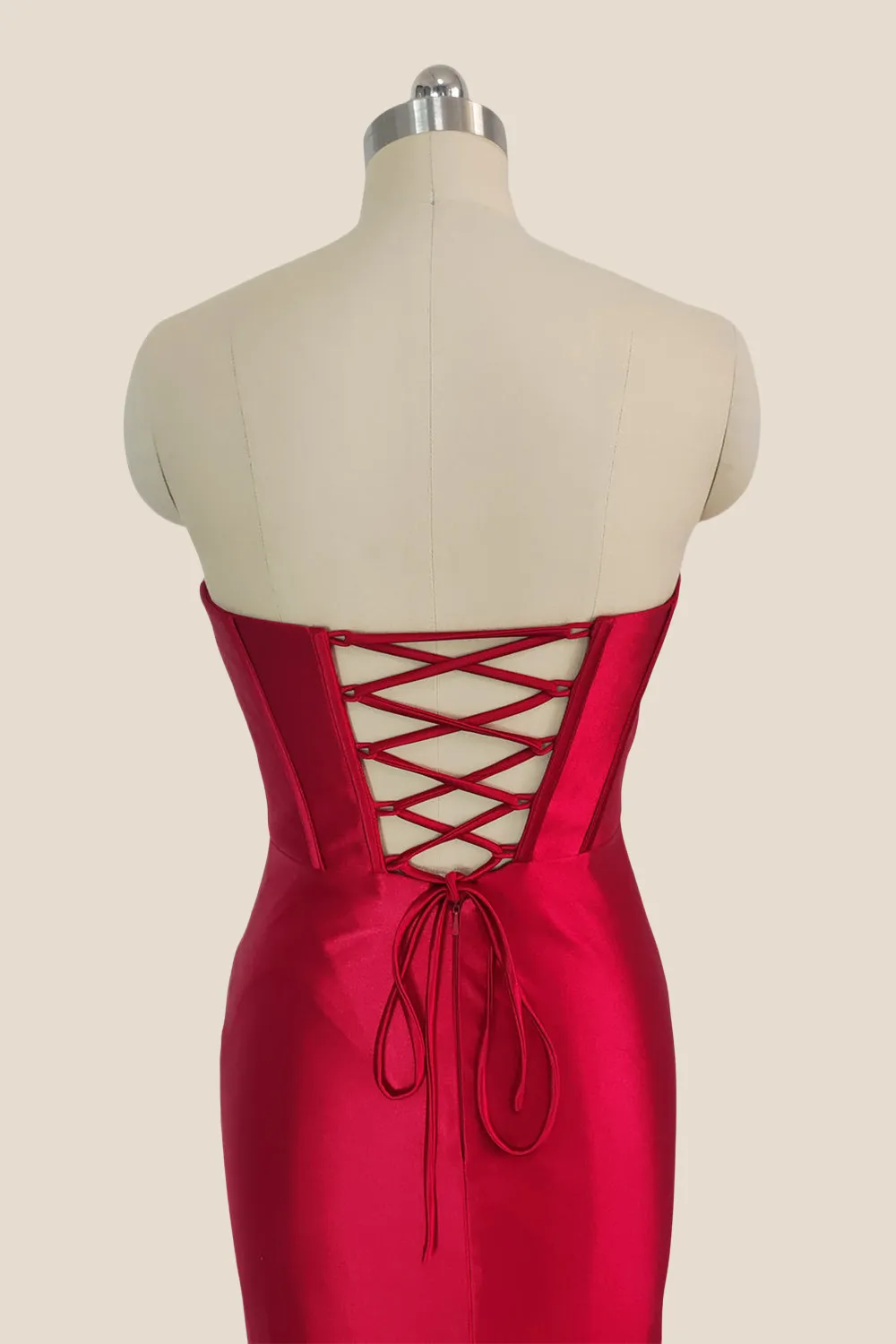Sweetheart Red Twist Mermaid Long Dress with Slit