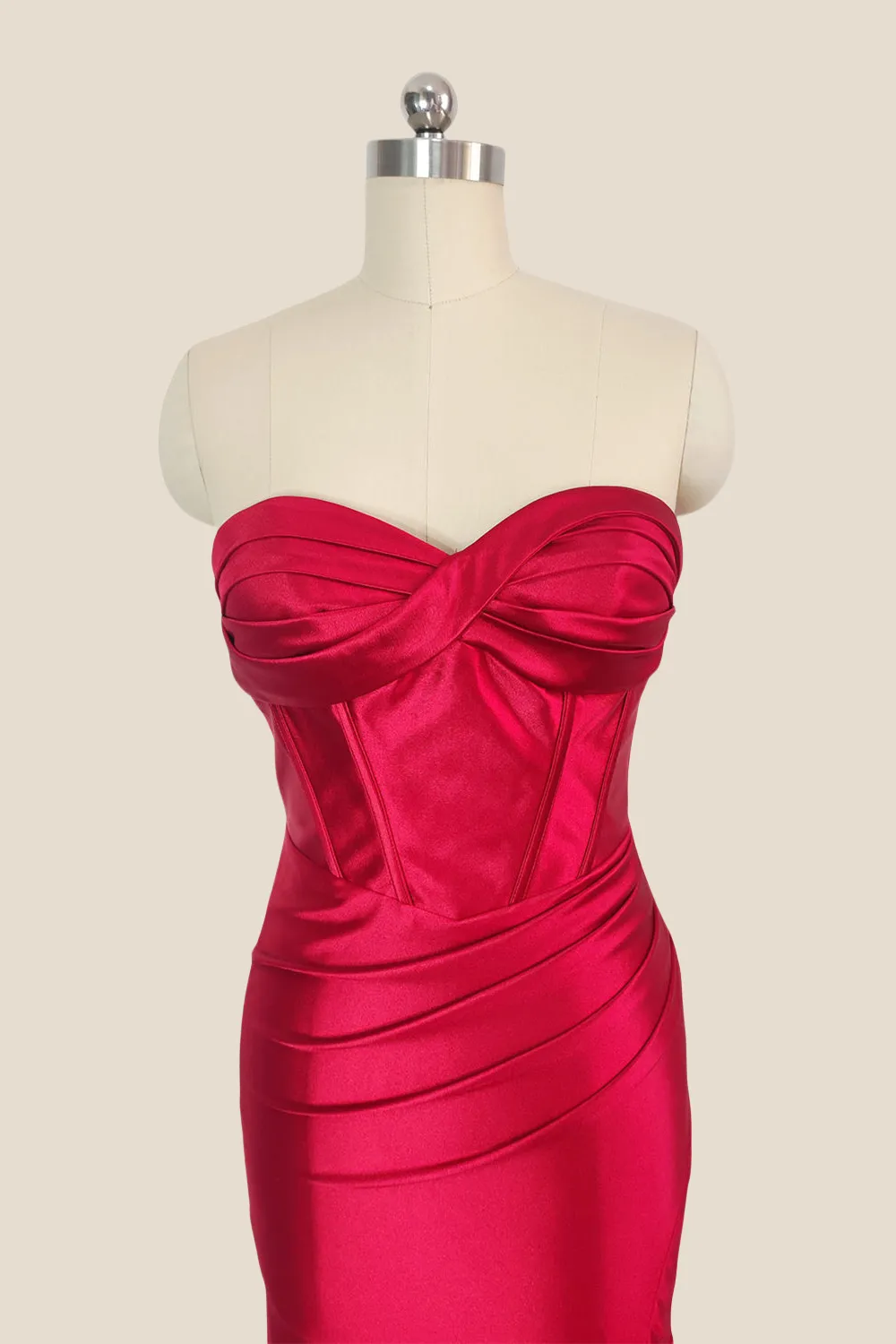 Sweetheart Red Twist Mermaid Long Dress with Slit