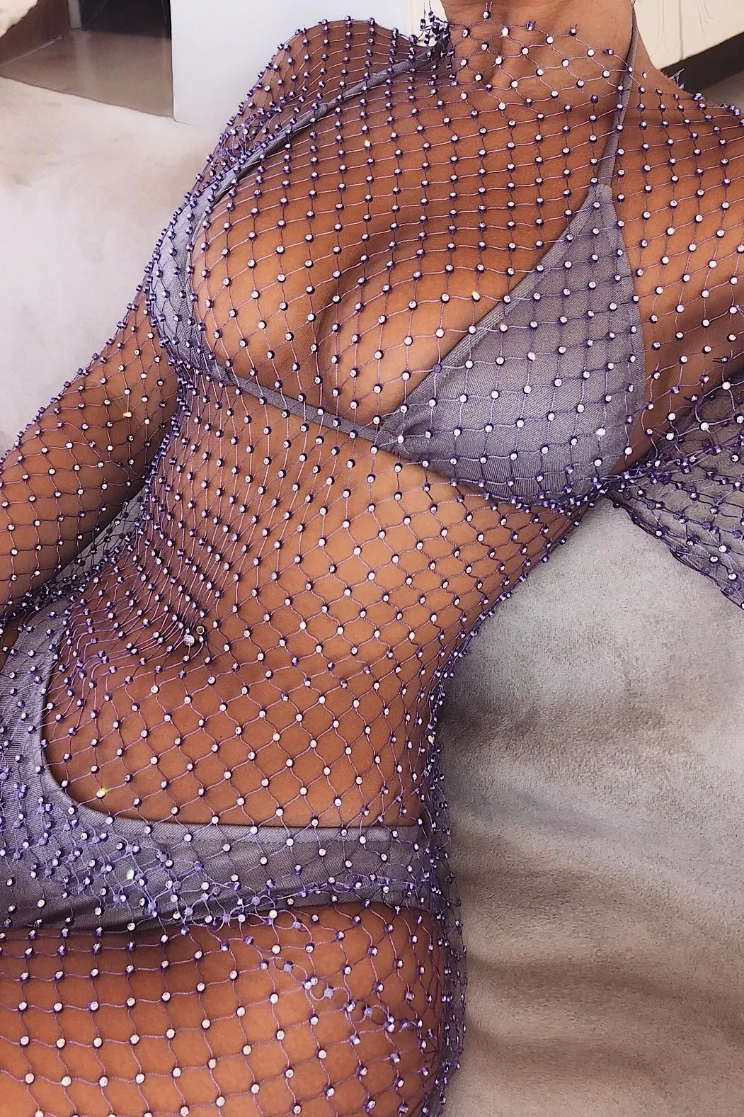 The Valentina Mini Mesh Diamanté Dress - SALE