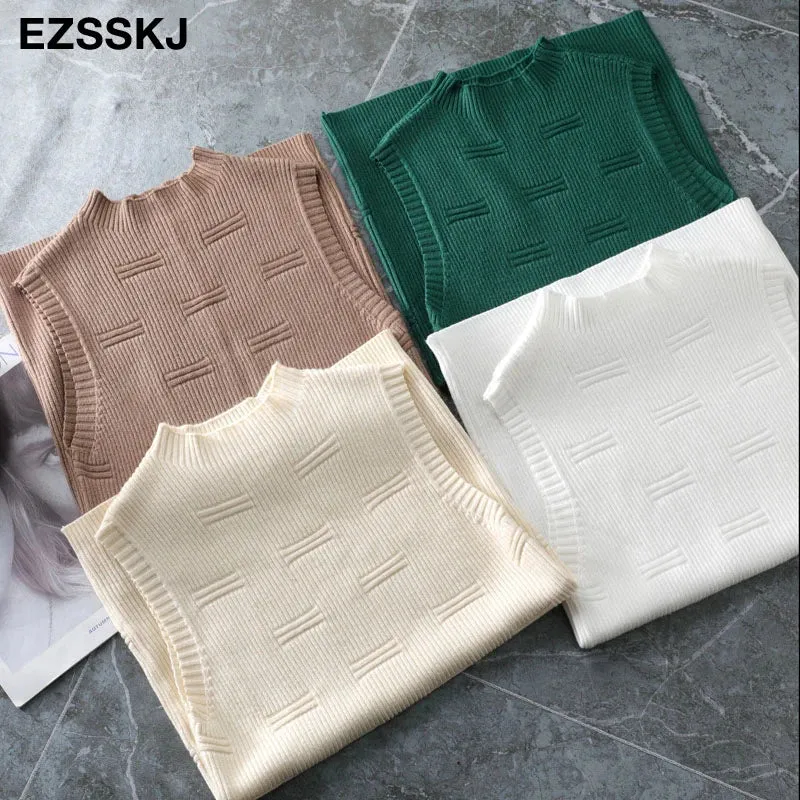 Turtleneck Basic Sleeveless Tank Top