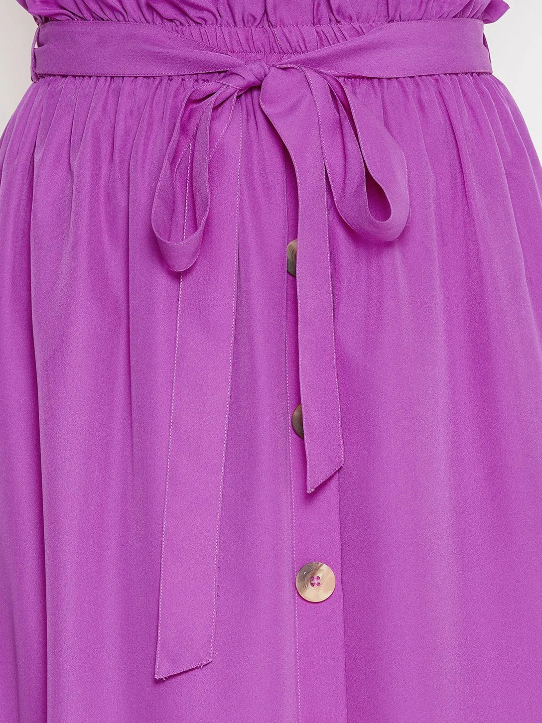 V-Neck Top & Front Button Skirt Set