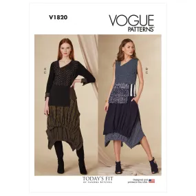 V1820 Misses' Top and Skirt, Today's Fit By Sandra Betzina