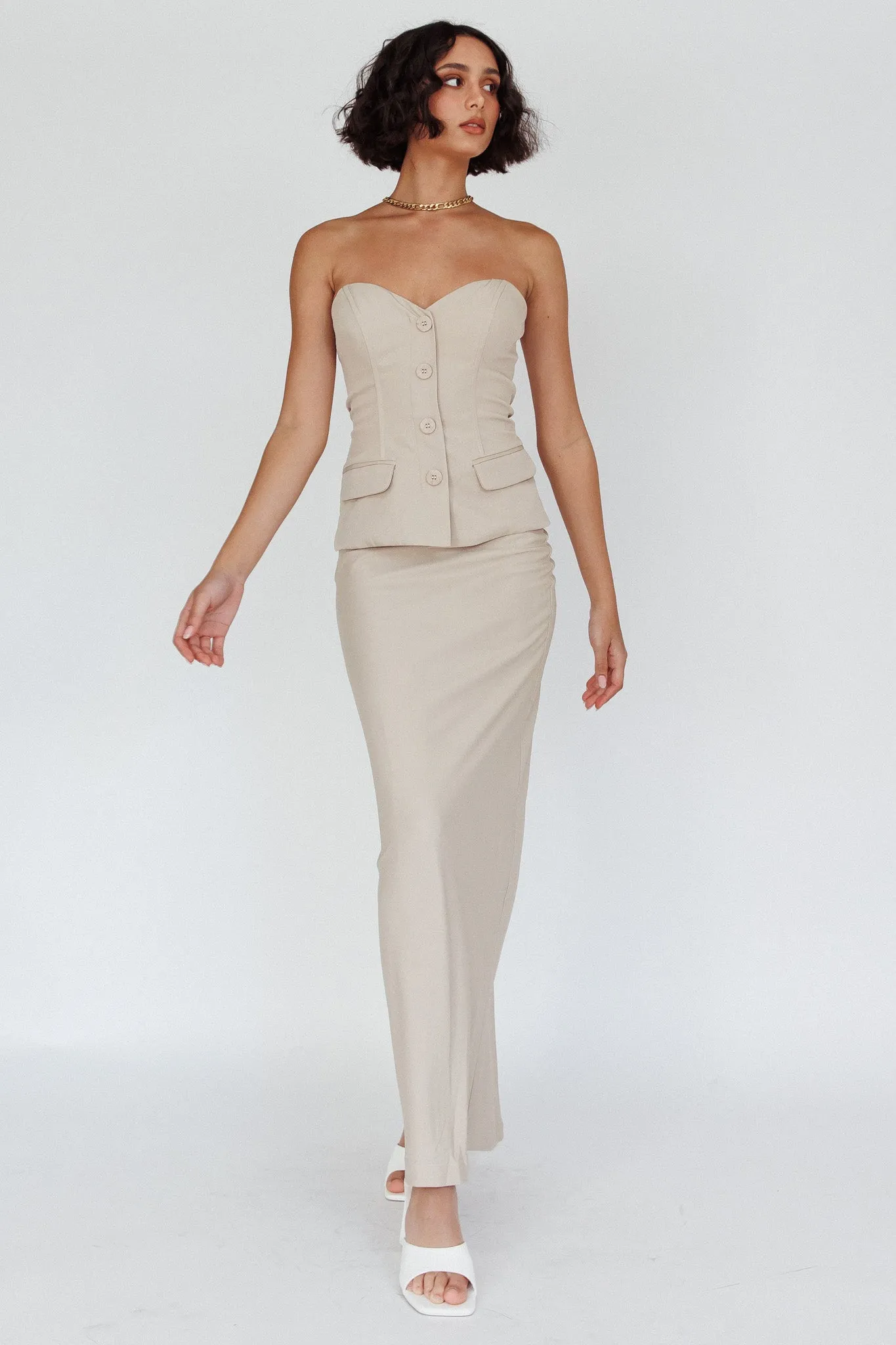 Valencia Flare Midi Skirt Oat