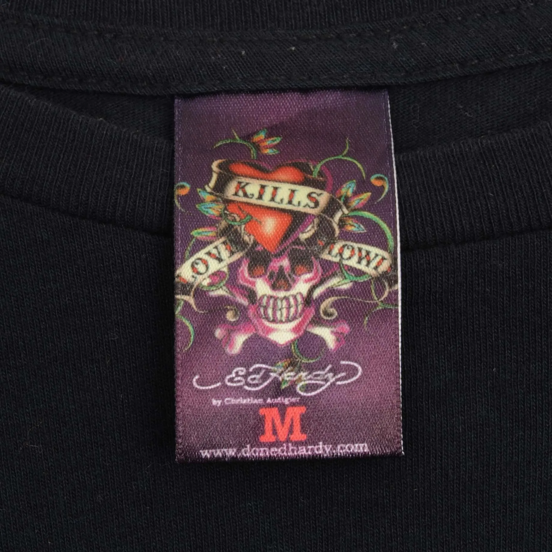 VINTAGE ED HARDY DEATH OR GLORY LONG SLEEVE TEE SHIRT 2000S MEDIUM MADE IN USA