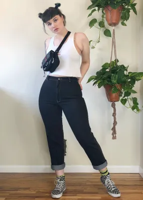 Vintage Gitano Black Jeans with Contrast Stitch - L/XL