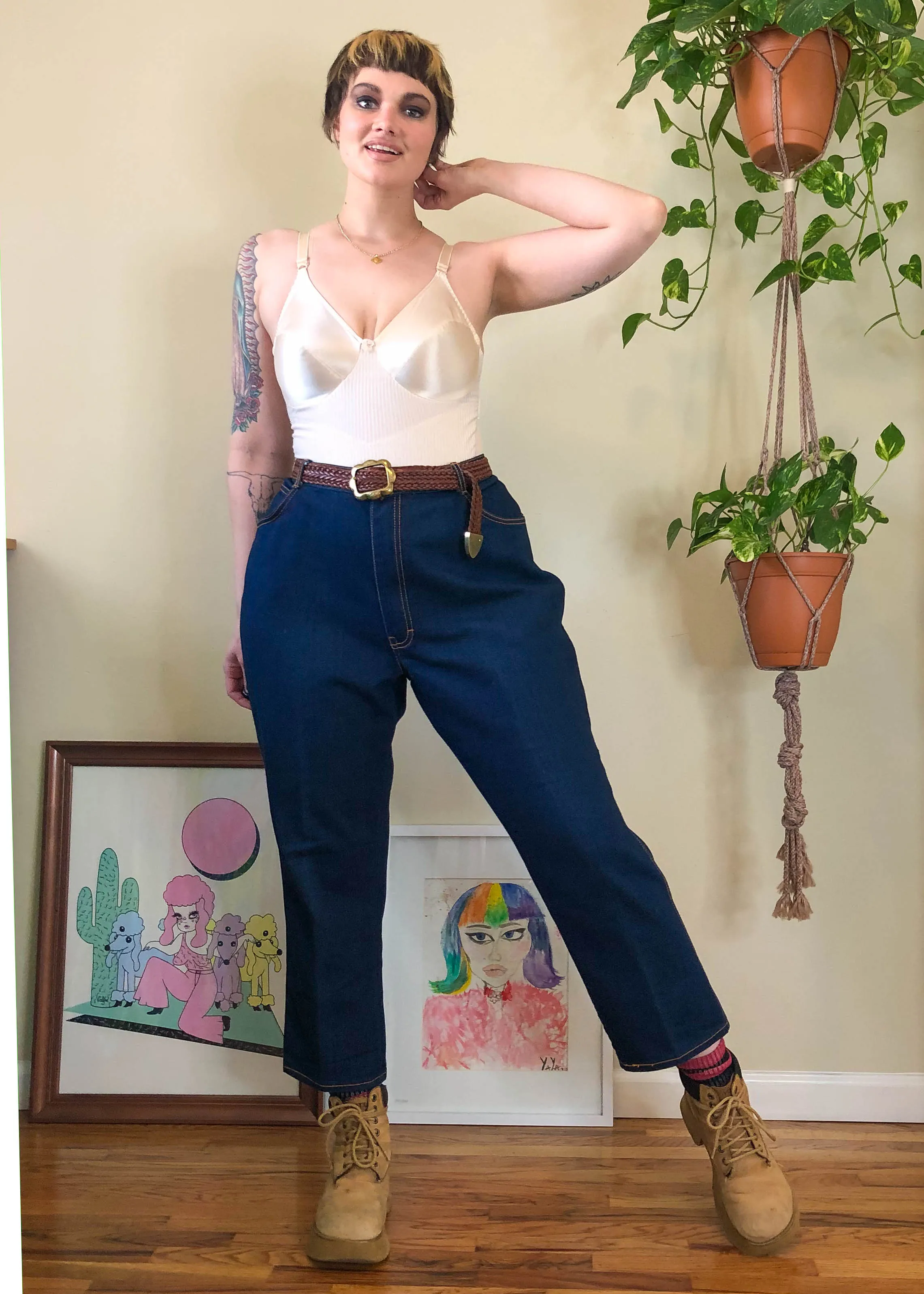 Vintage Gitano Blue Jeans with Contrast Stitch - 2X