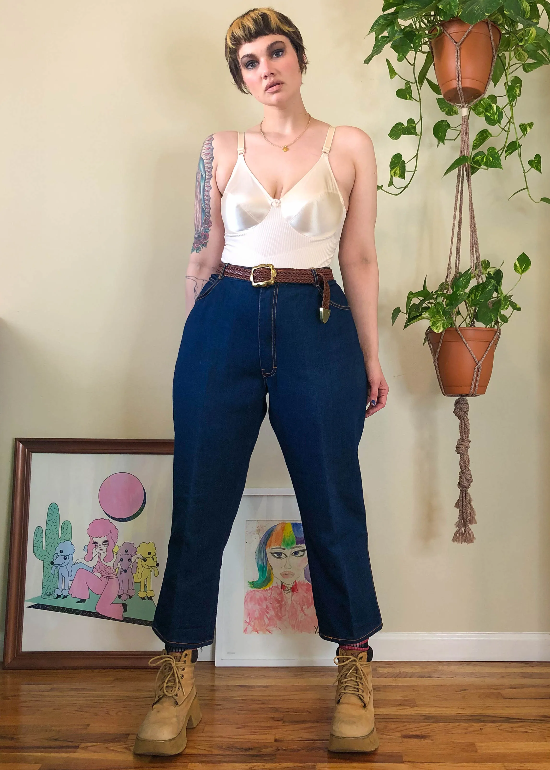 Vintage Gitano Blue Jeans with Contrast Stitch - 2X