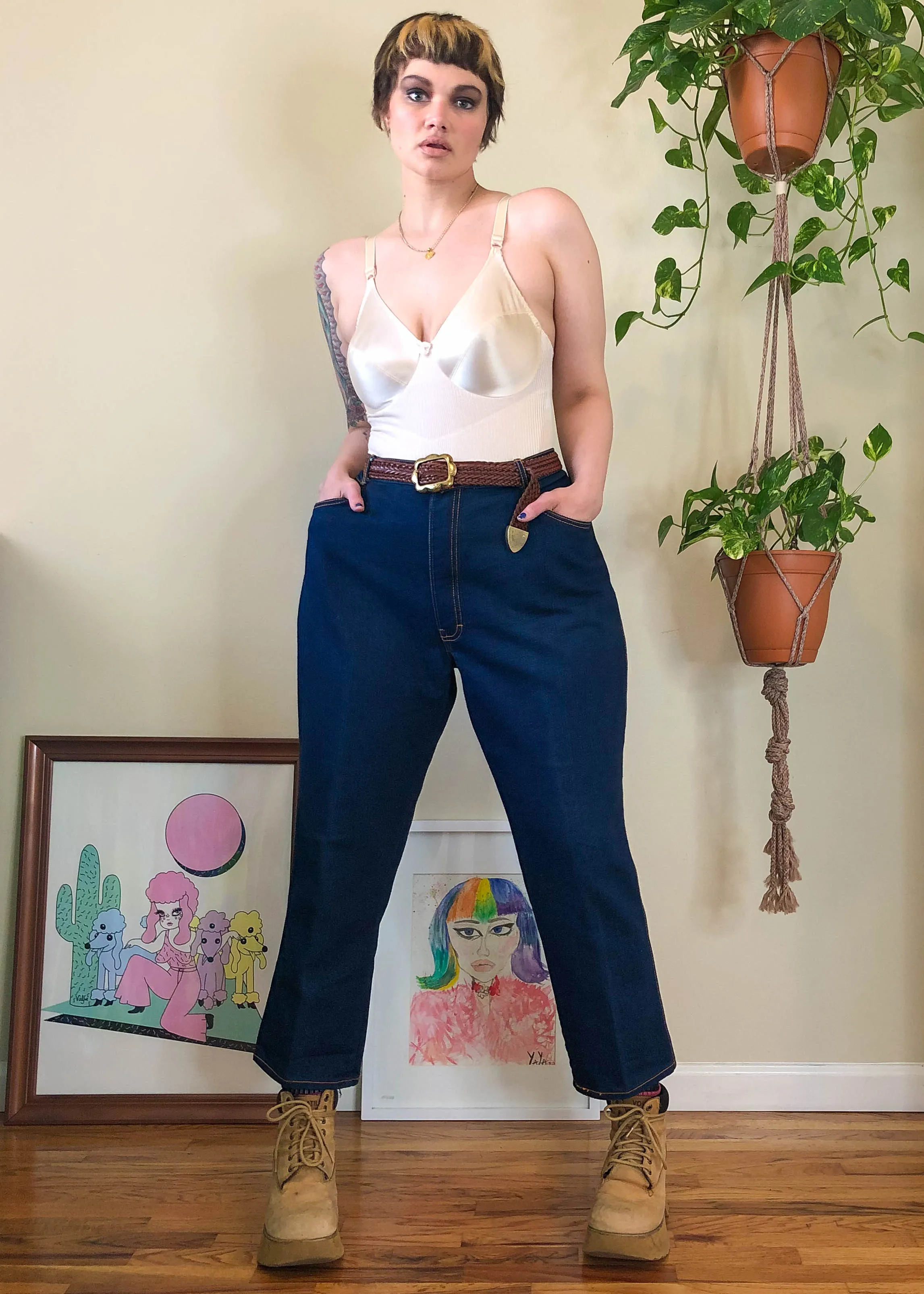 Vintage Gitano Blue Jeans with Contrast Stitch - 2X