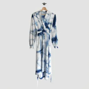 Vneck evening dress with ties in itajime