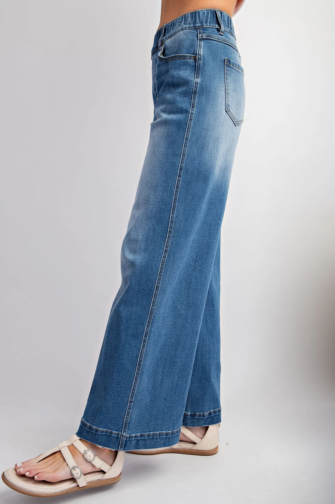 Washed Denim Sand Blasted Stretch Denim Pants / Stuffology Boutique