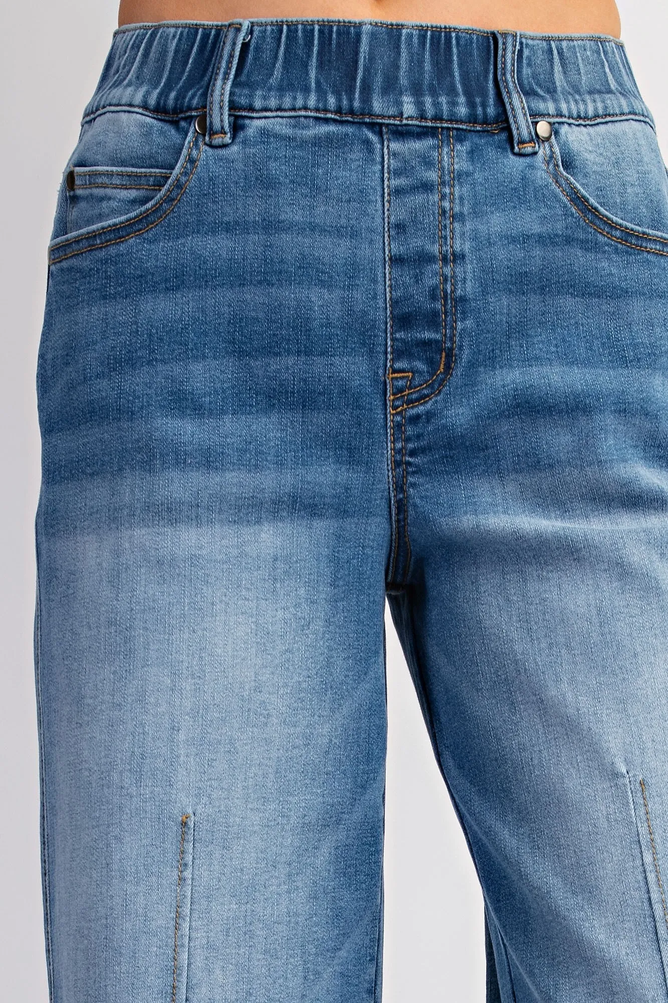 Washed Denim Sand Blasted Stretch Denim Pants / Stuffology Boutique