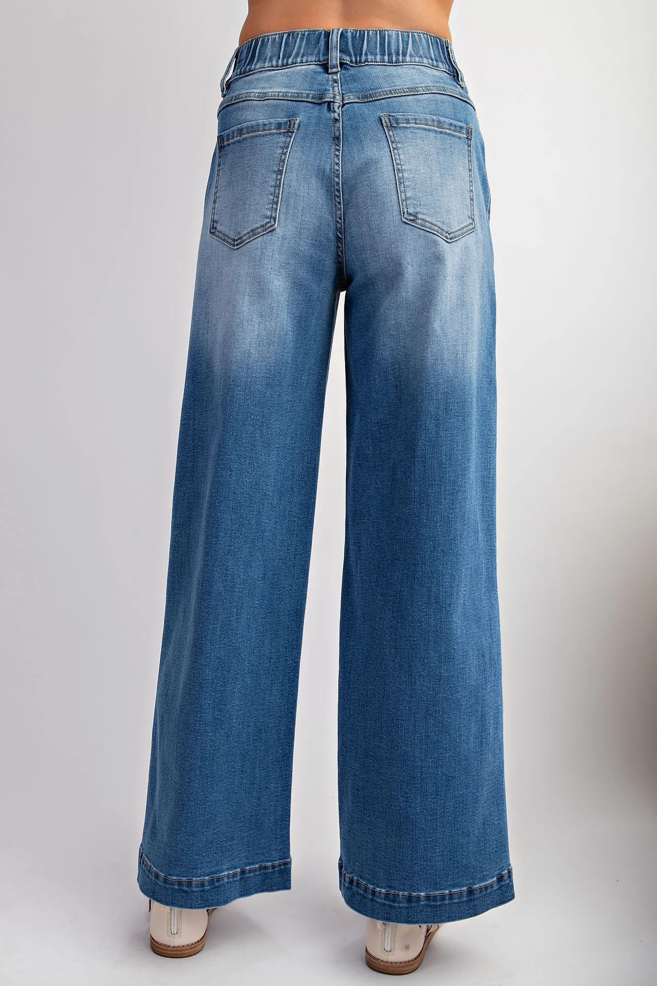 Washed Denim Sand Blasted Stretch Denim Pants / Stuffology Boutique