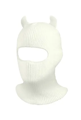 White Devil Horn Balaclava