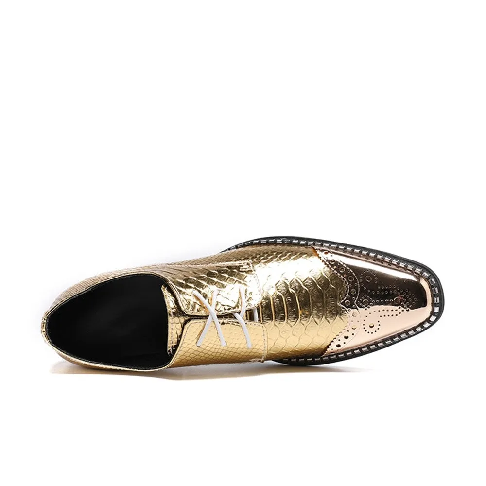 Wing Tip Animal Pattern Steel Toe Formal Oxfords