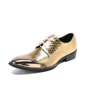 Wing Tip Animal Pattern Steel Toe Formal Oxfords
