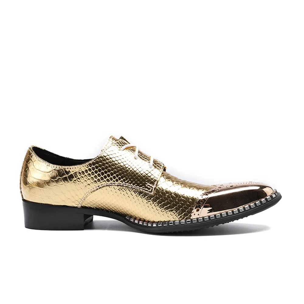 Wing Tip Animal Pattern Steel Toe Formal Oxfords