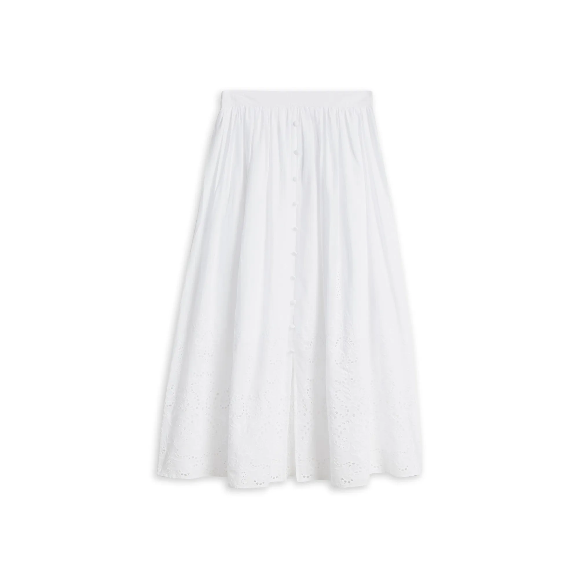 Women Greycie-Embroidered Full Midi Skirt - White