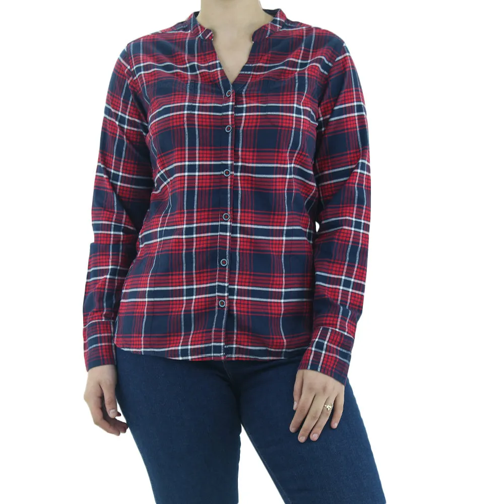 Women's Checked Casual Shirt,Navy/Red