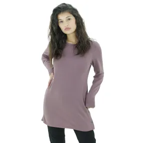 Women's Plain Solid Long Top,Rosewood