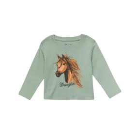 Wrangler Infant Girl's Horse Long Sleeve Green T-Shirt