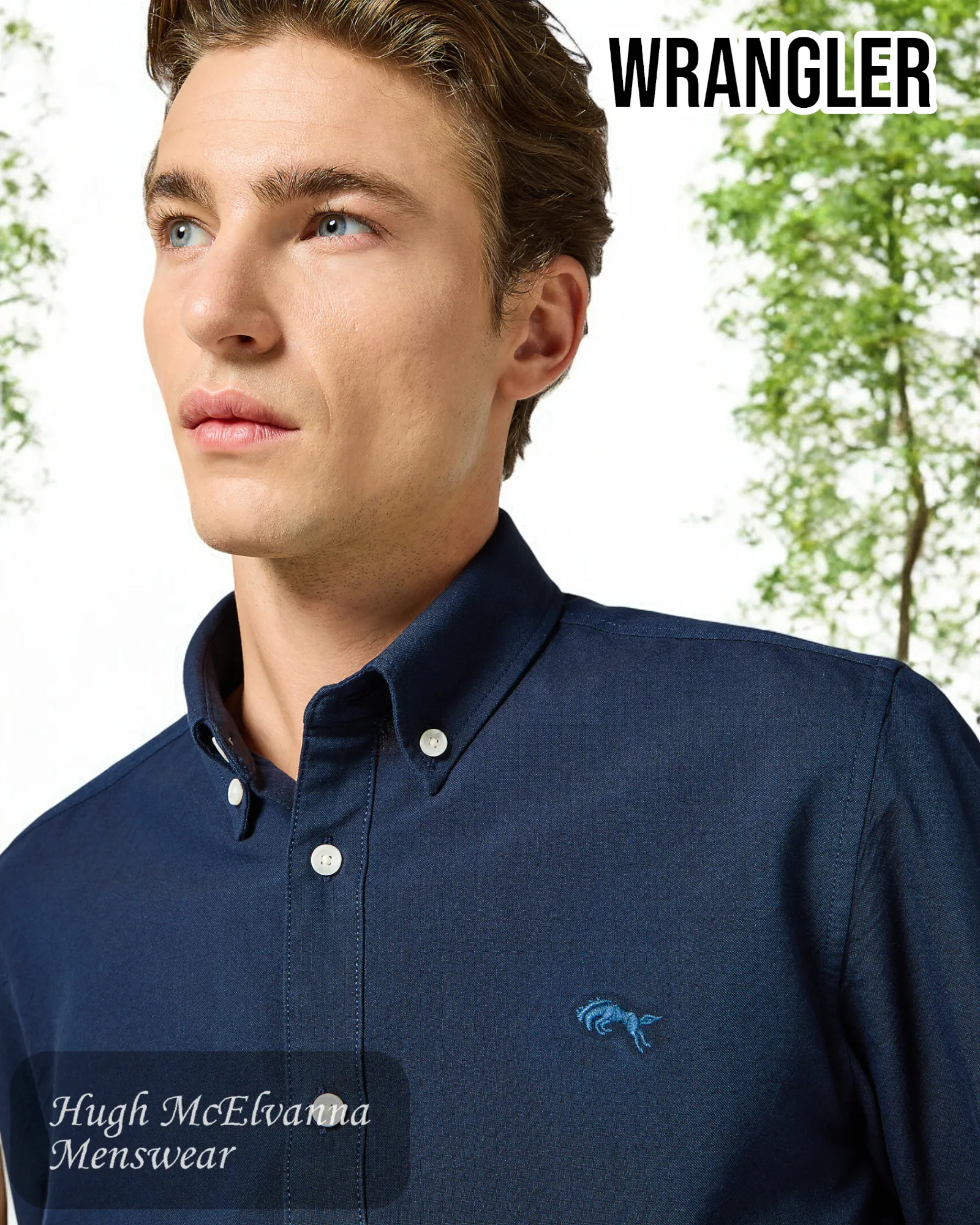Wrangler Navy Oxford Shirt - 112357241