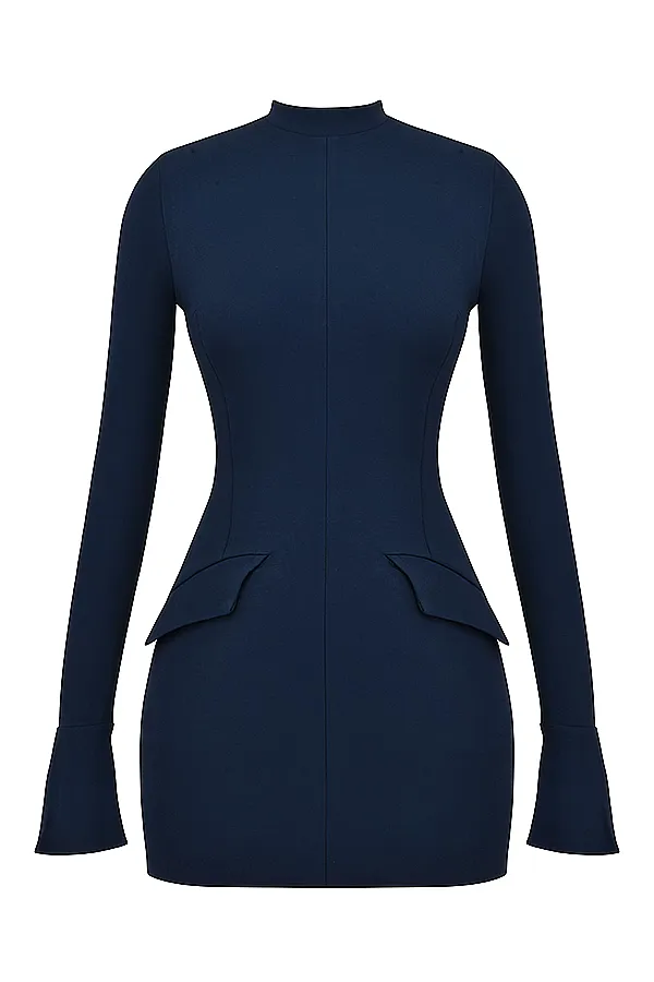 Zevuri - Knitted Bodycon Pocket Detail Mini Dress